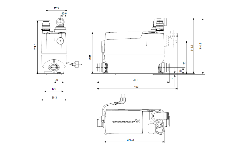 Sololift 2 C-3 GRUNDFOS Za Perilicu + 2 Izljeva +97775317 (257) - Slika 2