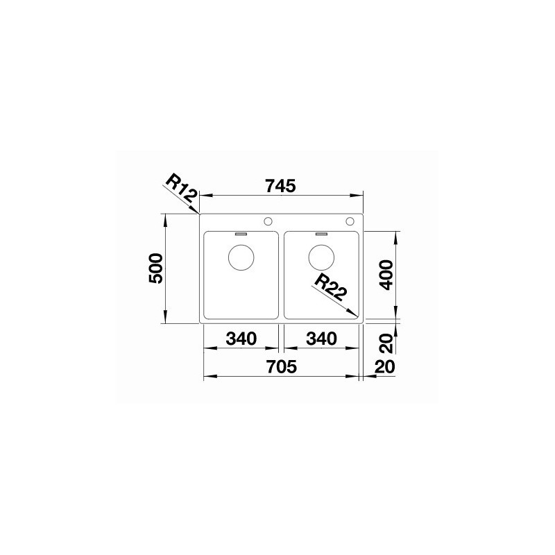 Sudoper BLANCO Andano 340/340-IF/A InFino INOX 18/10 s dalj. upr. PushControl (525248) - Slika 3
