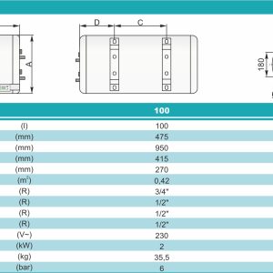 Centrometal bojler kombinirani ležeći inox LKB-100 DIGI D/L