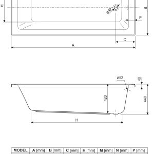 Aquaestil kada Como 180x80