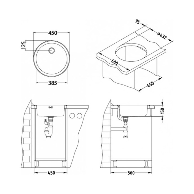Sudoper ALVEUS Inox Form 10 FI 450x155 | 1 1/2" (163-1008987)
