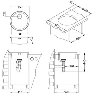 Sudoper ALVEUS Inox Form 10 FI 450x155 | 3 1/2" (163-1084837)