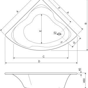 Aquaestil kada Soft line Gloria 140x140