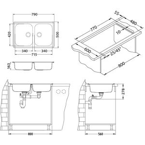 Sudoper ALVEUS Inox Line 90 790x500 | 2X 1 1/2" (163-1065687)