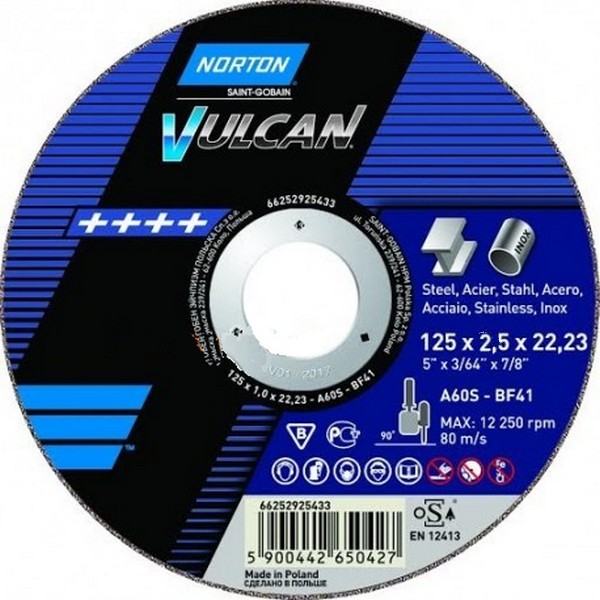 Rezna ploča za metal Norton Vulcan 125x2,5x22,23