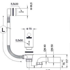 Sifon za kadu izljev-preljev 30544 Lož