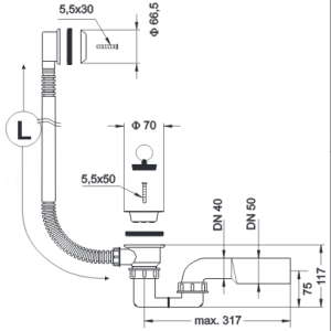 Sifon za kadu izljev-preljev 31172 Lož