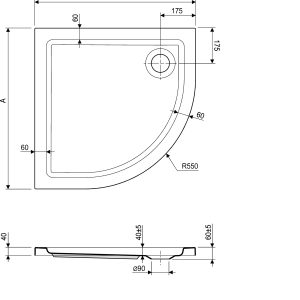 Aquaestil tuš kada Premium Line Siena polukružna 80x80